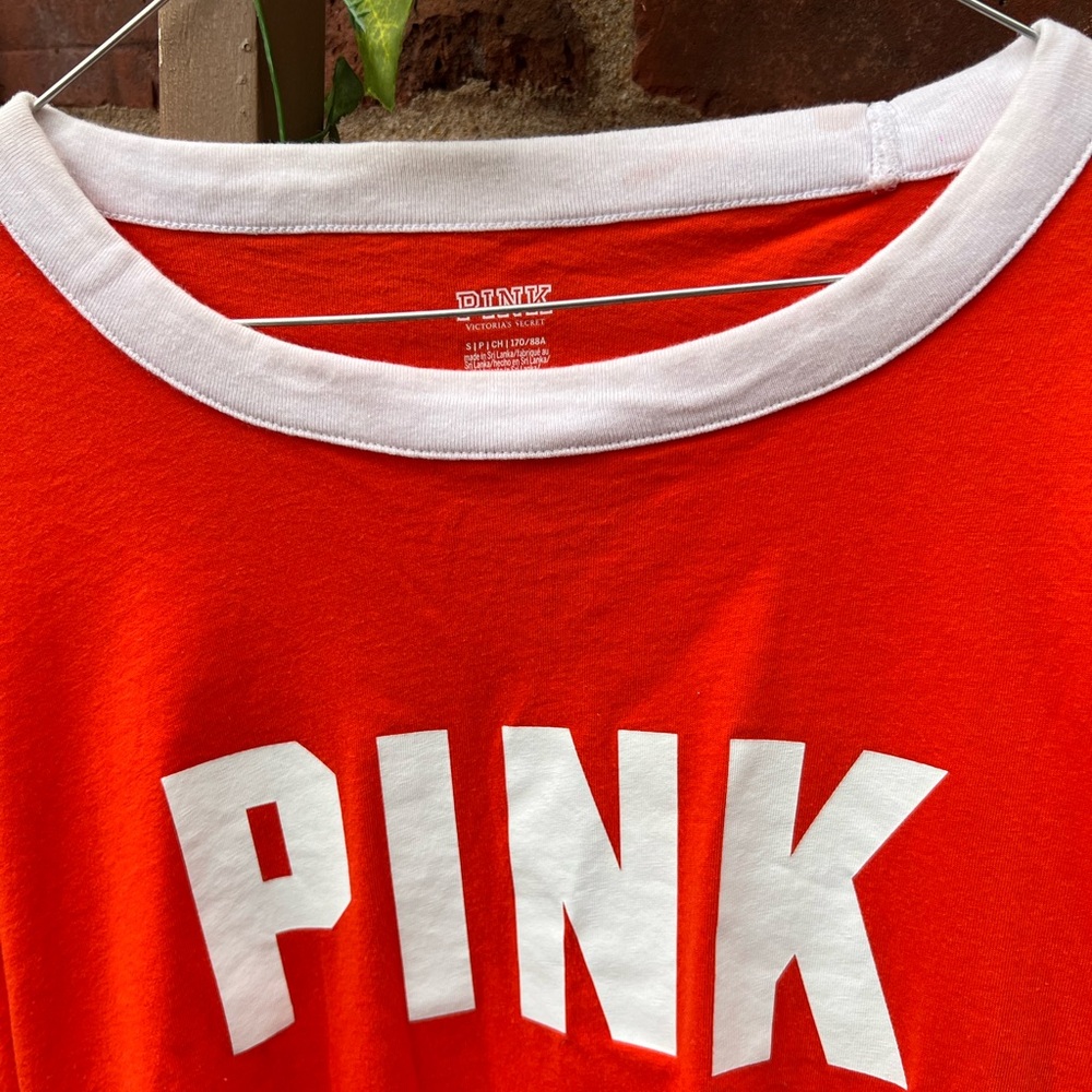 PINK V/S Womens 2 Piece Set. Bright Orange and white. Shirt size S/P Pants M.